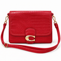 Sac Bandoulière Femme Rouge Effet Crocodile À Rabat – 25 × 20 × 7 cm