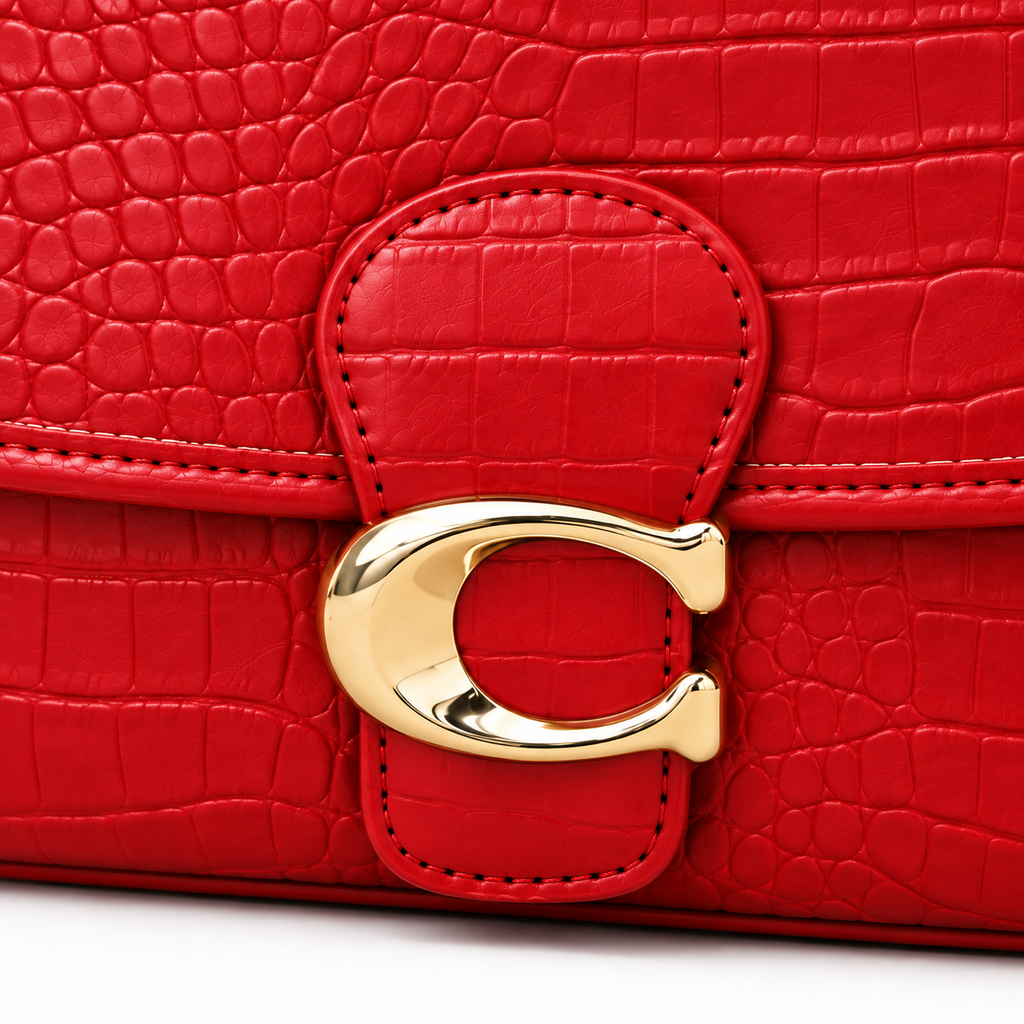 Sac Bandoulière Femme Rouge Effet Crocodile À Rabat – 25 × 20 × 7 cm