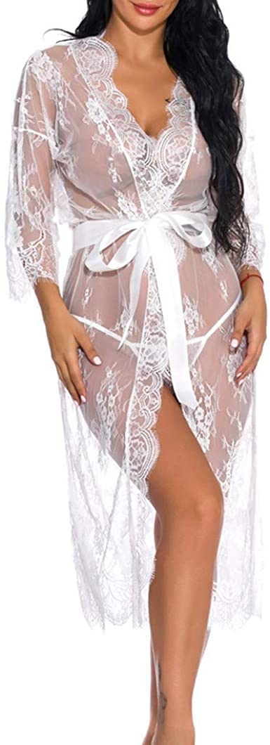 Robe De Chambre - Nuisette en Dentelle Transparente - Taille Standard