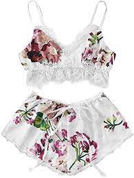 Pyjama Bralette en dentelle & Short en satin